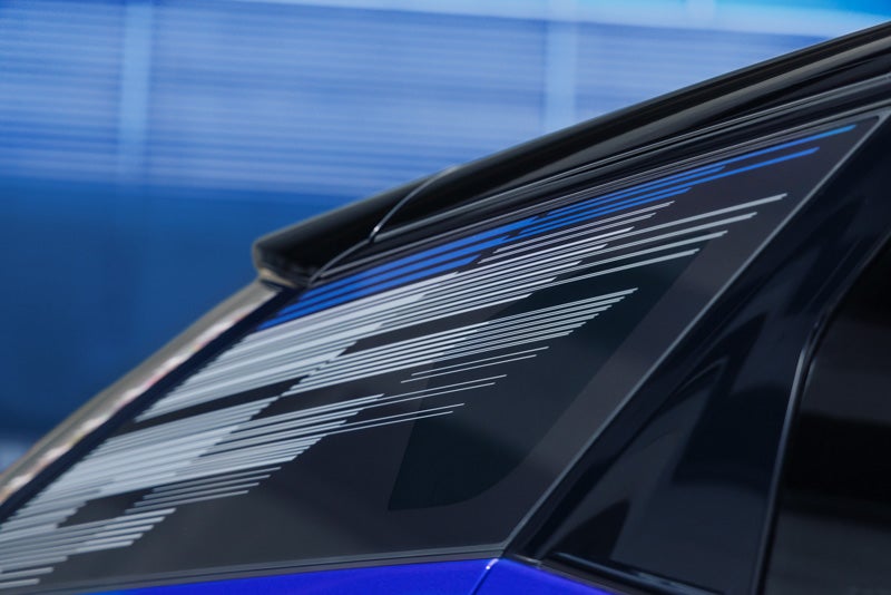 Close-up of the Modern Pattern on the 2026 OPTIQ-V Rear Quarter Glass | Devan Lowe Buick Cadillac GMC in RAINBOW CITY AL
